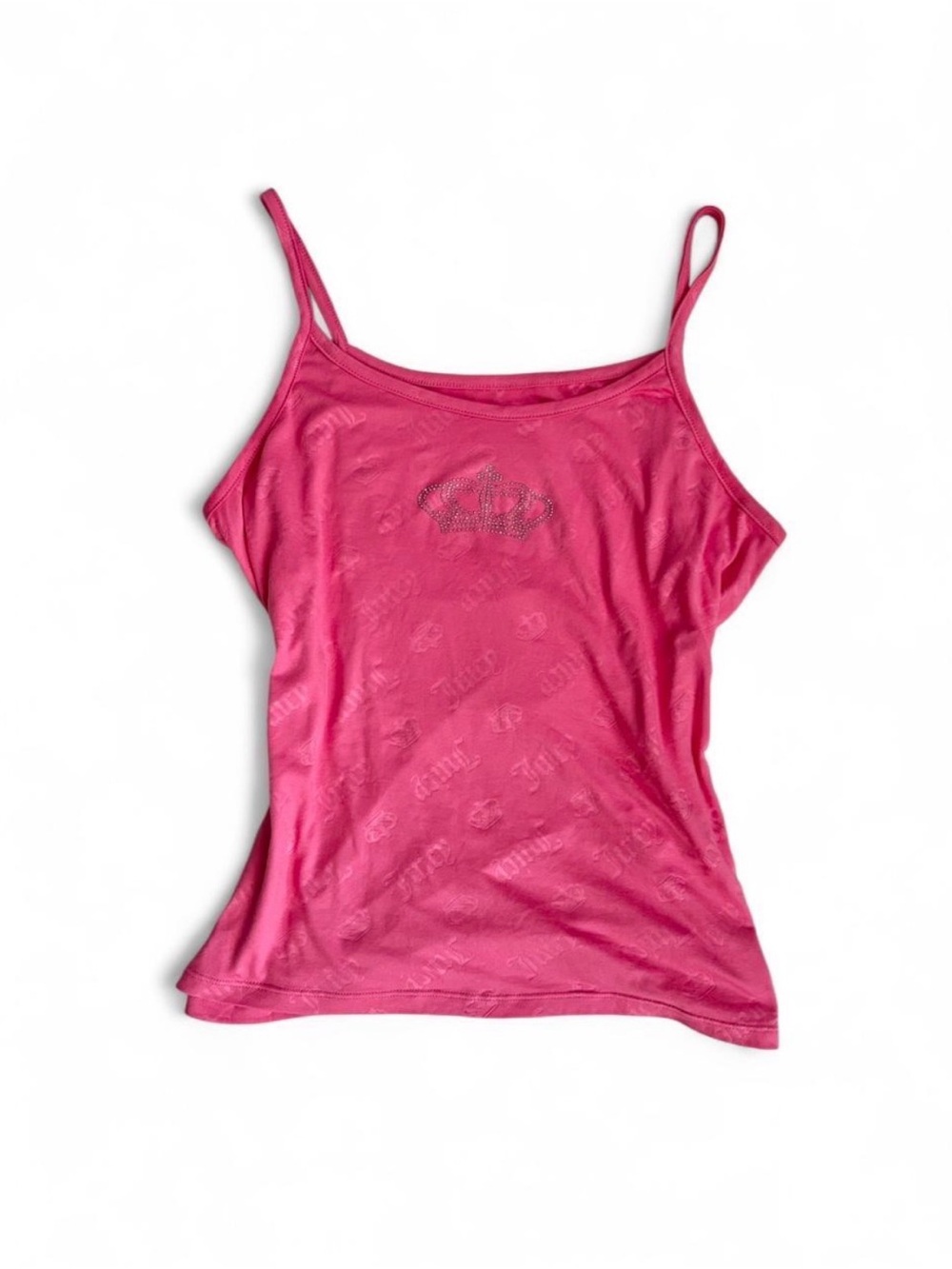 Juicy Couture Y2K hot pink rhinestone crown velour cami tank top